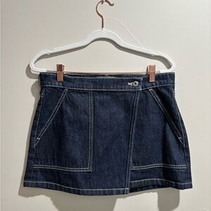 Abercrombie & Fitch Mid Rise Denim Wrap Skirt